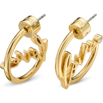 Kurt Geiger London Love Script Hoop Earrings In Gold