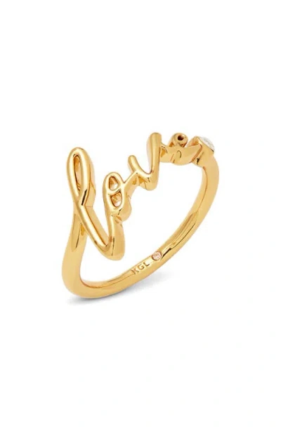 Kurt Geiger London Love Script Ring In Gold