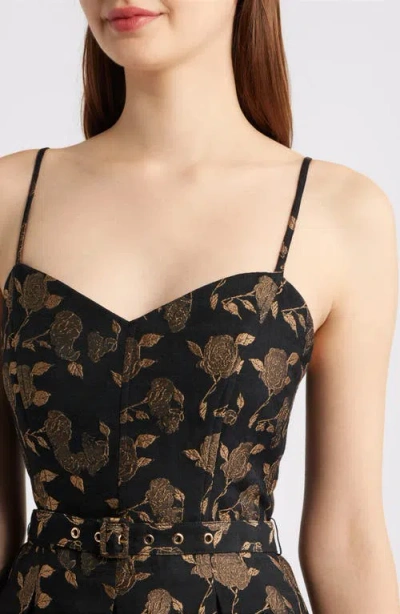 Freemarket Belted Jacquard Fit & Flare Dress In Multi