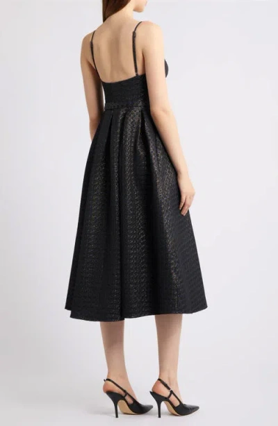 Freemarket Metallic Pleated Belted Fit & Flare Midi Dress In Multi