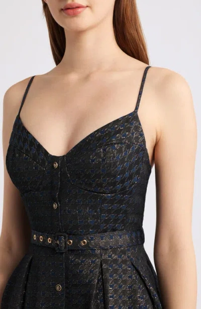 Freemarket Metallic Pleated Belted Fit & Flare Midi Dress In Multi