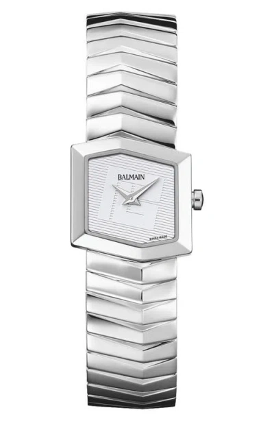 Balmain Taffetas Hexagonal Bracelet Watch, 22.5mm X 23.5mm In Silver