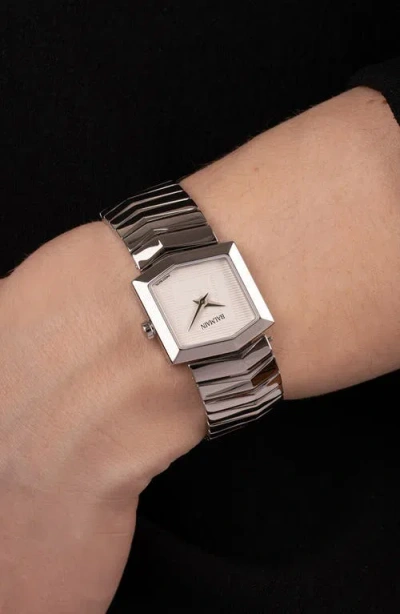 Balmain Taffetas Hexagonal Bracelet Watch, 22.5mm X 23.5mm In Silver