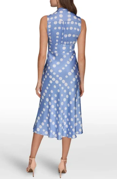 Donna Karan New York Print Scarf Sleeveless Midi Dress In Blue
