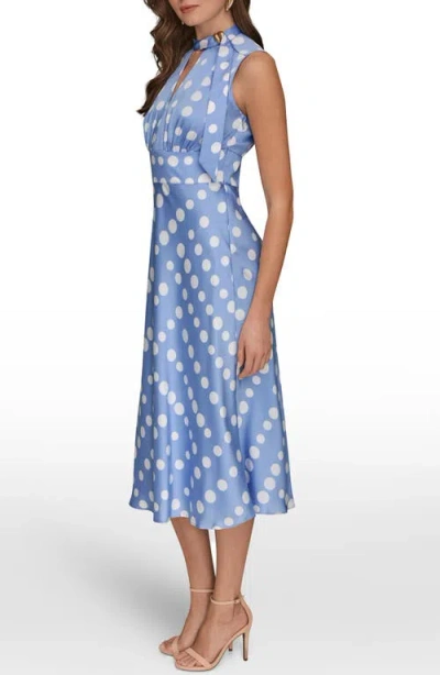 Donna Karan New York Print Scarf Sleeveless Midi Dress In Blue