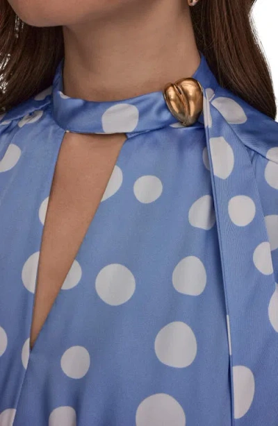 Donna Karan New York Print Scarf Sleeveless Midi Dress In Blue