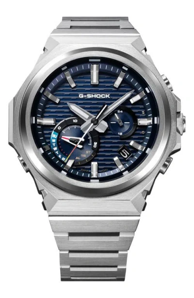 G-shock Gst-b1000d-2a Blue Smartphone Linked Solar Bracelet Watch, 46.9mm X 44.2mm In Silver