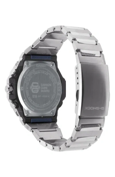 G-shock Gst-b1000d-2a Blue Smartphone Linked Solar Bracelet Watch, 46.9mm X 44.2mm In Silver