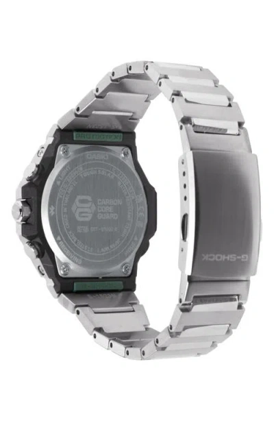 G-shock Gst-b1000d-2a Green Smartphone Linked Solar Bracelet Watch, 46.9mm X 44.2mm In Silver