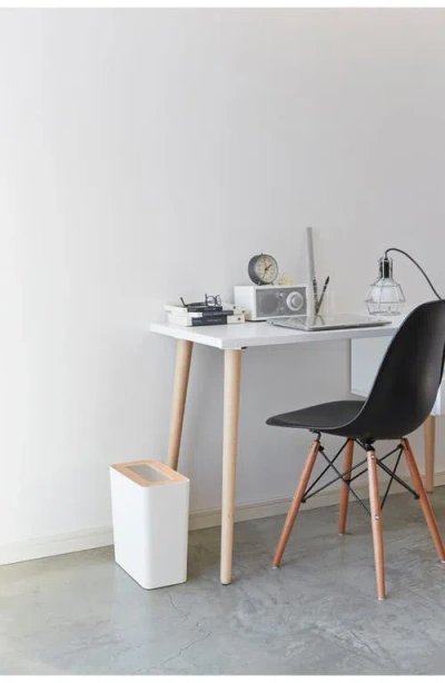 Yamazaki Rectangle Trash Can In White