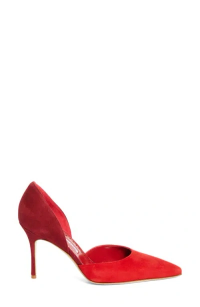 Manolo Blahnik Taylerbinu 90 Suede Pumps In Red