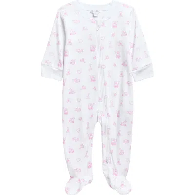 Kissy Kissy Print Pima Cotton Footie In Pink