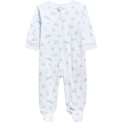 Kissy Kissy Print Pima Cotton Footie In Burgundy