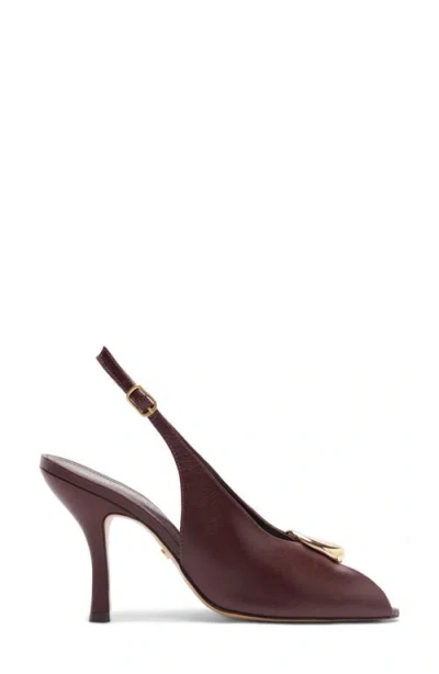 Arezzo Olivia Slingback Peep Toe Pump In Brown