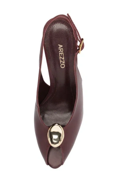 Arezzo Olivia Slingback Peep Toe Pump In Brown