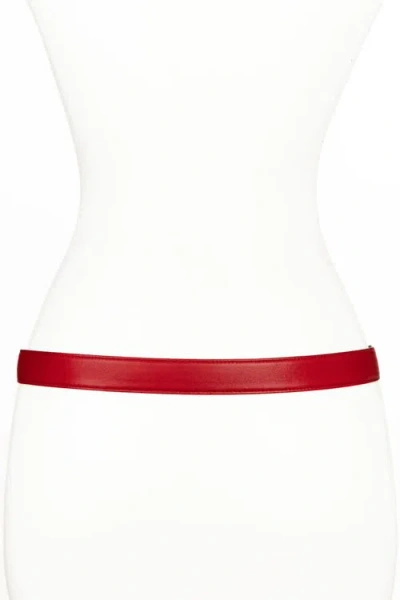 Raina Belts Rider Circle Buckle Leather Belt In Red