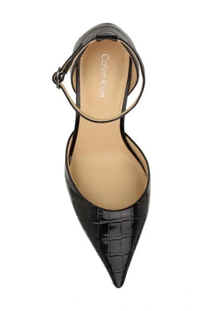 Calvin Klein Olettia Ankle Strap Pointed Toe Pump In Black