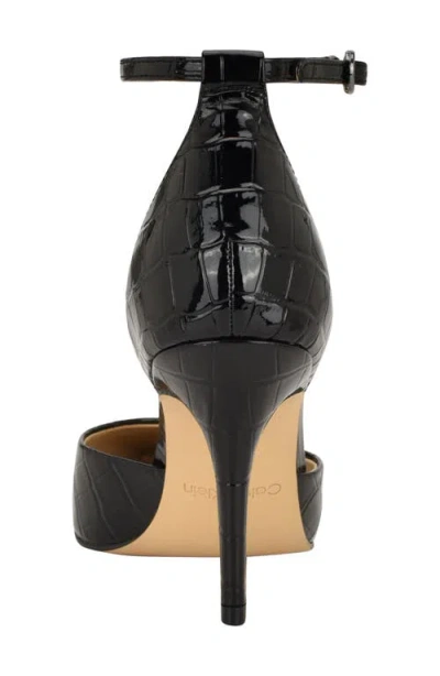 Calvin Klein Olettia Ankle Strap Pointed Toe Pump In Black