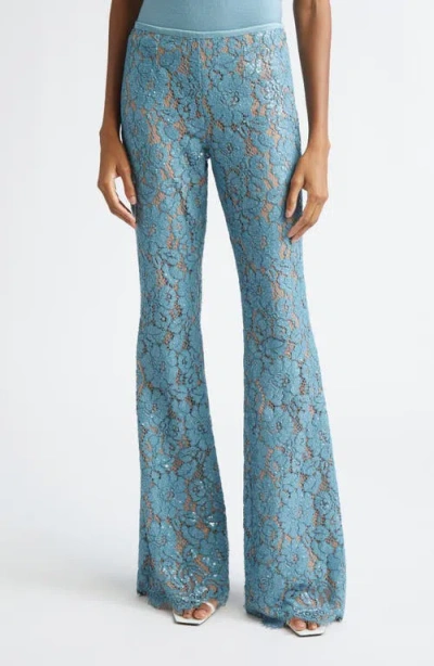 Michael Kors Collection Sequin Embroidered Lace Bootleg Pants In Blue