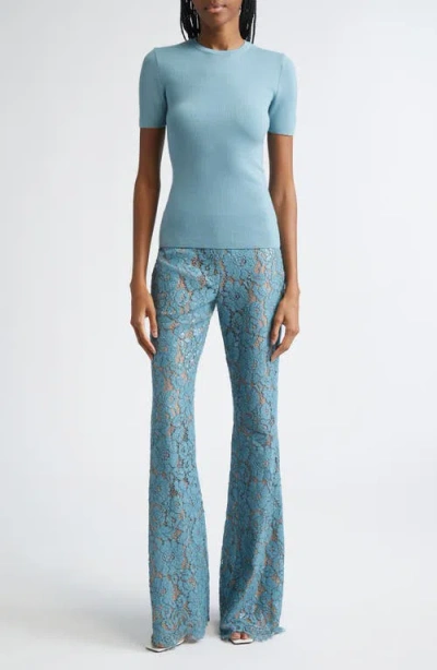 Michael Kors Collection Sequin Embroidered Lace Bootleg Pants In Blue