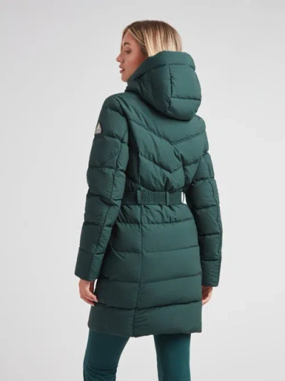 Jack1t Diamond Belted Hooded Down Coat In Green