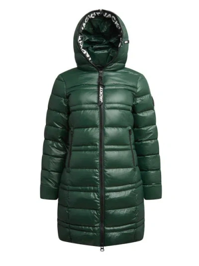 Jack1t R4d Tramline Hooded Puffer Coat In Green
