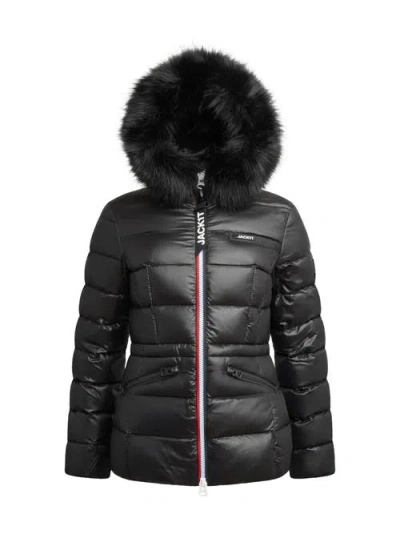 Jack1t R4d Faux Fur Tricolore Racer Jacket In Black