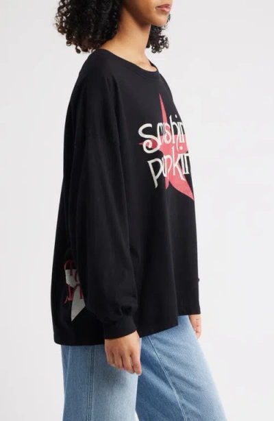Daydreamer Smashing Pumpkins Big Star Long Sleeve Cotton Graphic T-shirt In Black