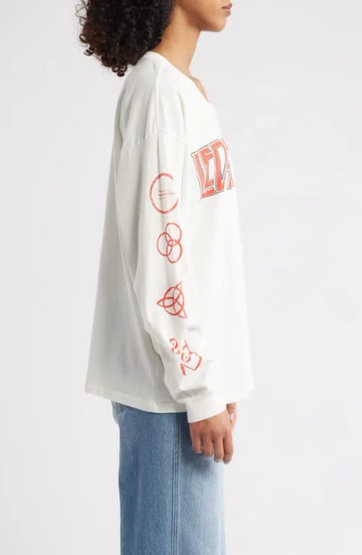 Daydreamer Led Zepplin Four Symbols Merch Cotton Graphic T-shirt In White