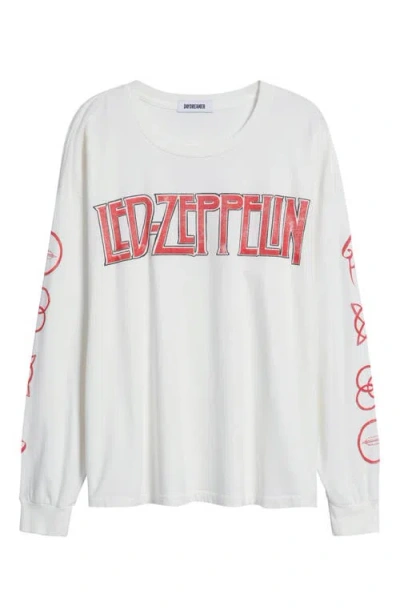 Daydreamer Led Zepplin Four Symbols Merch Cotton Graphic T-shirt In White