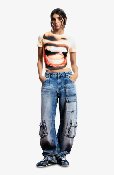 Desigual Print Cotton Blend T-shirt In Multi