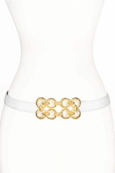 Raina Belts Golden Loops Buckle Leather Belt In White
