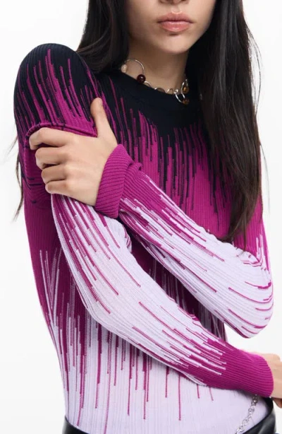 Desigual Ombré Long-sleeve Rib Dress In Multi