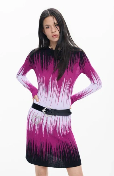 Desigual Ombré Long-sleeve Rib Dress In Multi