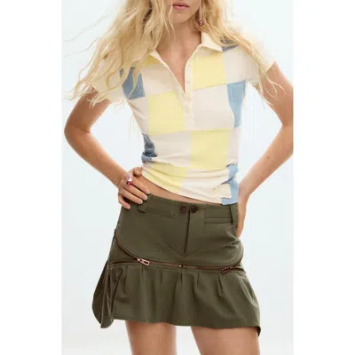 Desigual Patch Stretch Cotton Polo Shirt In Multi