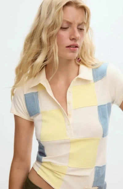 Desigual Patch Stretch Cotton Polo Shirt In Multi