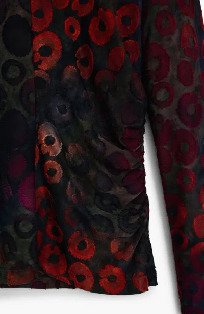 Desigual Long Sleeve Mesh T-shirt In Red