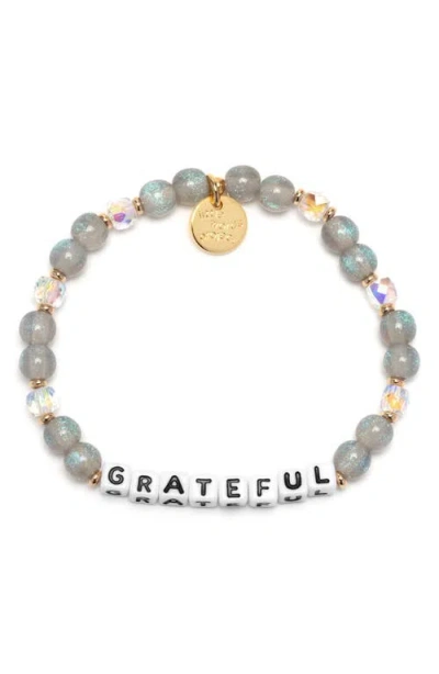 Little Words Project Grateful Beaded Stretch Bracelet In White