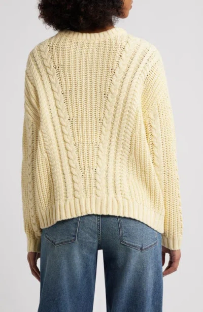 Pacsun Magnolia Oversize Cable Stitch Cotton Sweater In Yellow