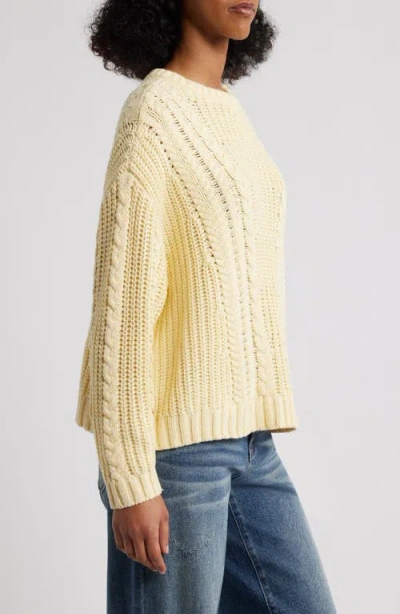 Pacsun Magnolia Oversize Cable Stitch Cotton Sweater In Yellow