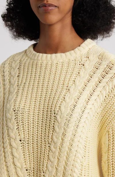 Pacsun Magnolia Oversize Cable Stitch Cotton Sweater In Yellow
