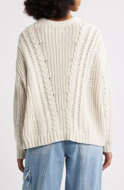 Pacsun Magnolia Oversize Cable Stitch Cotton Sweater In White