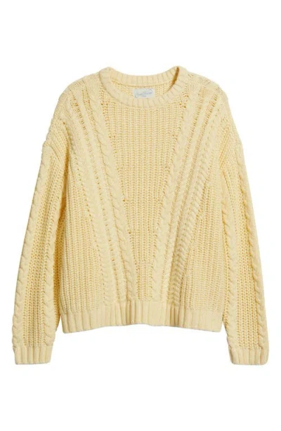Pacsun Magnolia Oversize Cable Stitch Cotton Sweater In Yellow