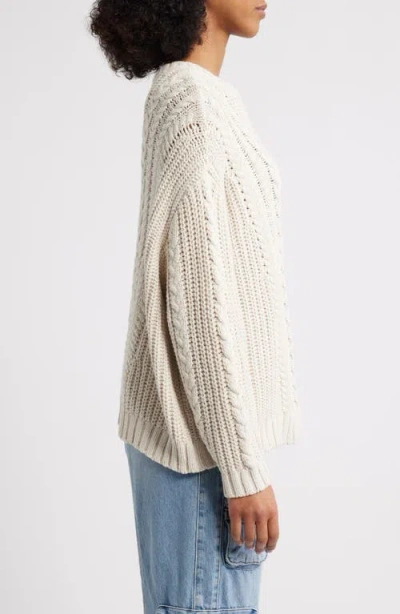 Pacsun Magnolia Oversize Cable Stitch Cotton Sweater In White