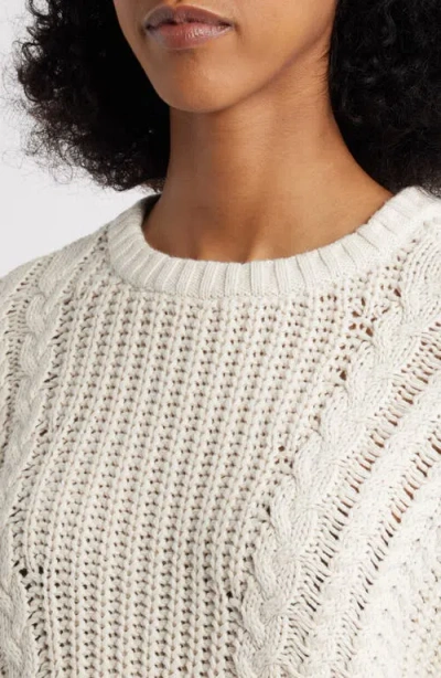 Pacsun Magnolia Oversize Cable Stitch Cotton Sweater In White