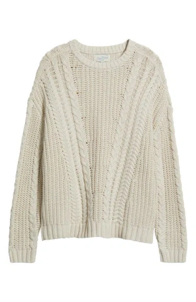 Pacsun Magnolia Oversize Cable Stitch Cotton Sweater In White