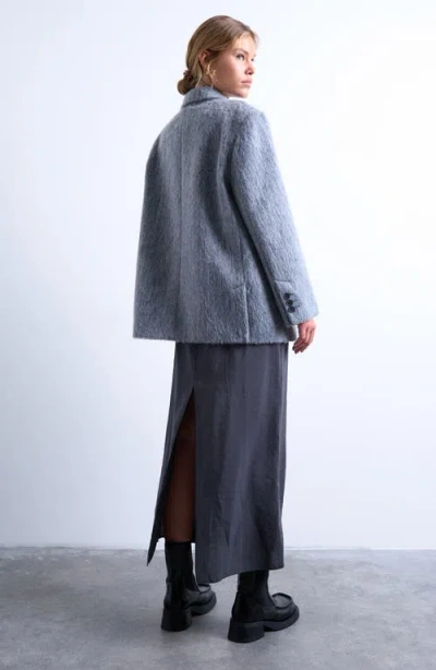 Topshop One-button Blazer Coat In Gray