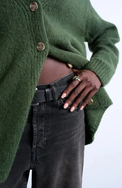 Topshop Easy V-neck Longline Cardigan In Green