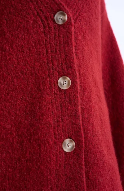 Topshop Easy V-neck Longline Cardigan In Red