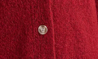 Topshop Easy V-neck Longline Cardigan In Red